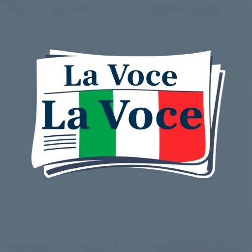 Logo de La Voce Italiana, che mostra un giornale stilizzato con il tricolore italiano.