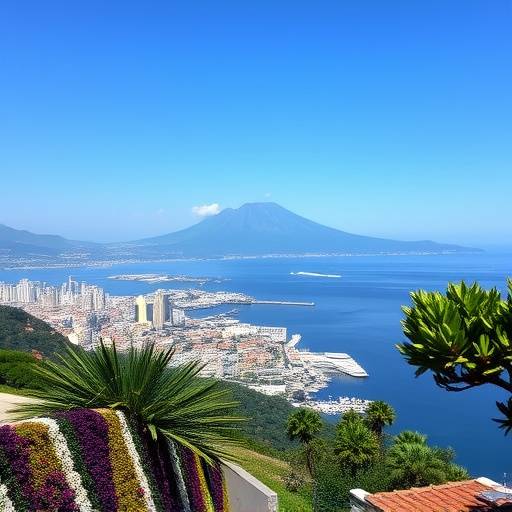 Veduta del Golfo di Napoli, con il Vesuvio sullo sfondo